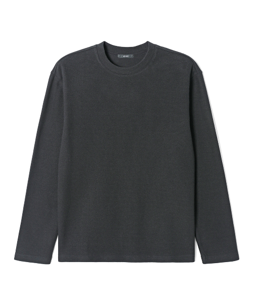 ADHOC(アドホック)の「メンズ 裏起毛 変形組織 ベーシック 長袖 Tシャツ (BLACK) (HCALT15)(Tシャツ/カットソー・メンズ・その他・100/95/105)」の1枚目の写真