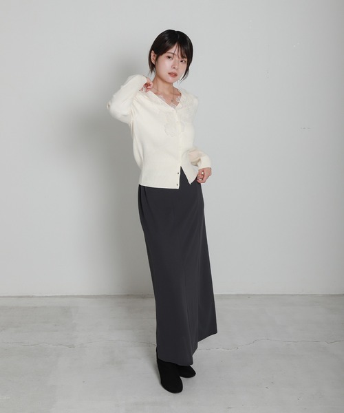 libelle more(リベル モア)の「モチーフレースVネックカーディガン(カーディガン/ボレロ・レディース・アイボリー/マスタード/ブラック・M)」の6枚目の写真