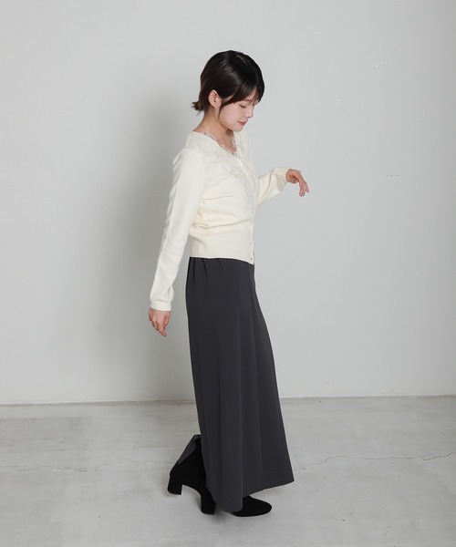 libelle more(リベル モア)の「モチーフレースVネックカーディガン(カーディガン/ボレロ・レディース・アイボリー/マスタード/ブラック・M)」の7枚目の写真