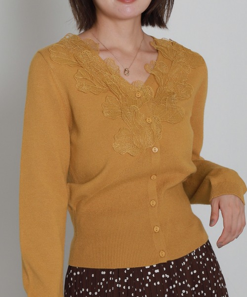 libelle more(リベル モア)の「モチーフレースVネックカーディガン(カーディガン/ボレロ・レディース・アイボリー/マスタード/ブラック・M)」の19枚目の写真