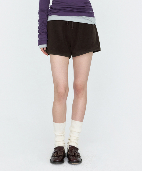 MONGDOL(モンドル)の「ボアジャケットバンディングショートパンツ ブラウン MDPT085BROWN(その他パンツ・レディース・その他・F)」の1枚目の写真