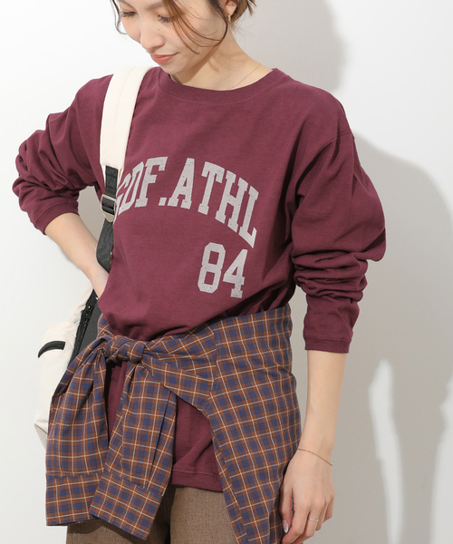 Goodwear(グッドウェア)の「別注【Goodwear/グッドウェア】プリントロングスリーブ(Tシャツ/カットソー・レディース・ホワイト/チャコールグレー/ボルドー・LARGE)」の3枚目の写真