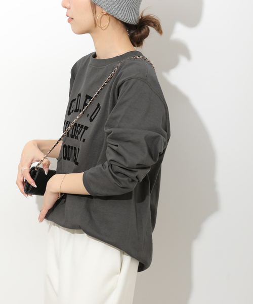 Goodwear(グッドウェア)の「別注【Goodwear/グッドウェア】プリントロングスリーブ(Tシャツ/カットソー・レディース・ホワイト/チャコールグレー/ボルドー・LARGE)」の8枚目の写真