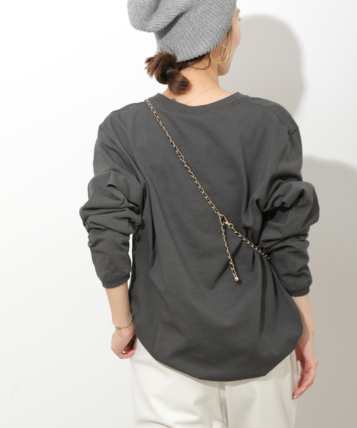 Goodwear(グッドウェア)の「別注【Goodwear/グッドウェア】プリントロングスリーブ(Tシャツ/カットソー・レディース・ホワイト/チャコールグレー/ボルドー・LARGE)」の9枚目の写真