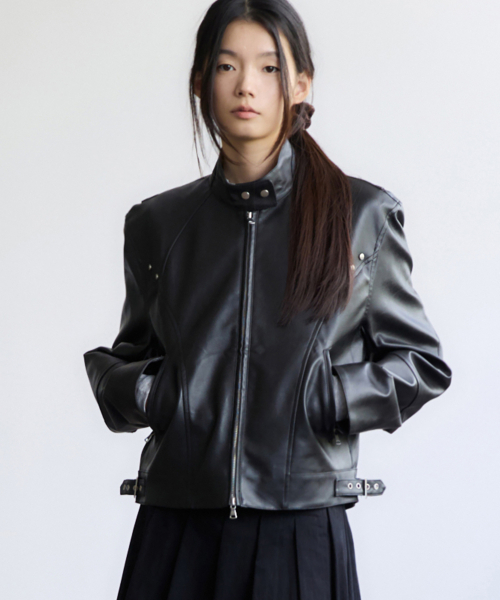 RENSE(レンセ)の「セミオーバーサイズ スタッズバイカージャケット ブラック(ライダースジャケット・レディース・その他・OS)」の2枚目の写真