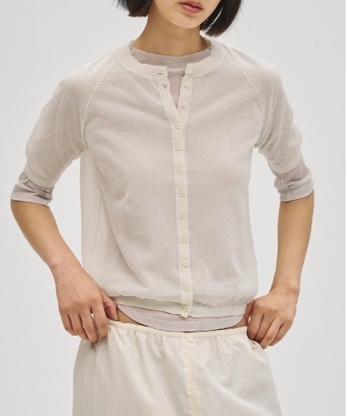 TODAYFUL(トゥデイフル)の「Sheer Knit Cardigan(カーディガン/ボレロ・レディース・ライトグレー/ブラック/アイボリー・FREE)」の1枚目の写真