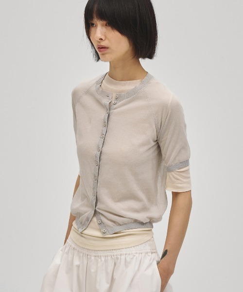 TODAYFUL(トゥデイフル)の「Sheer Knit Cardigan(カーディガン/ボレロ・レディース・ライトグレー/ブラック/アイボリー・FREE)」の3枚目の写真