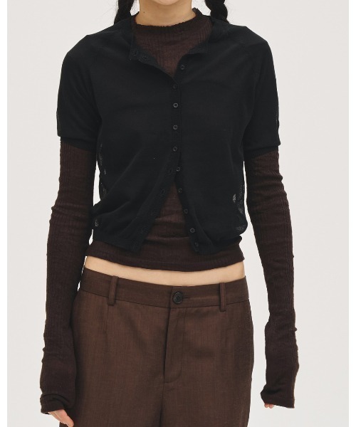 TODAYFUL(トゥデイフル)の「Sheer Knit Cardigan(カーディガン/ボレロ・レディース・ライトグレー/ブラック/アイボリー・FREE)」の14枚目の写真