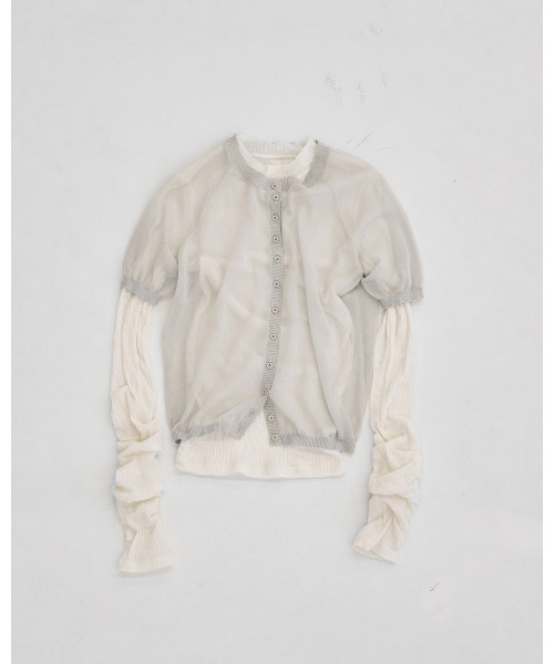 TODAYFUL(トゥデイフル)の「Sheer Knit Cardigan(カーディガン/ボレロ・レディース・ライトグレー/ブラック/アイボリー・FREE)」の5枚目の写真