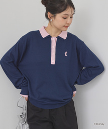 Disney（ディズニー）の「【別注】Disney   ミニー   シルエットワンポイント刺繍フェイクレイヤードポロニットプルオーバー（ニット/セーター）」
