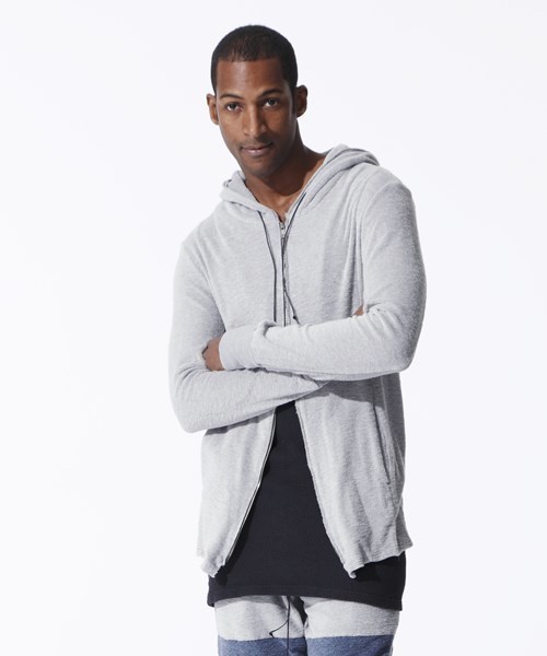 OURET（オーレット）の「SLUB MELANGE PILE ZIP PARKA（パーカー・メンズ・ネイビー/グレー系その他/グレー・3/1/2）」の2枚目の写真