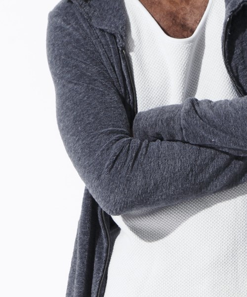 OURET（オーレット）の「SLUB MELANGE PILE ZIP PARKA（パーカー・メンズ・ネイビー/グレー系その他/グレー・3/1/2）」の7枚目の写真