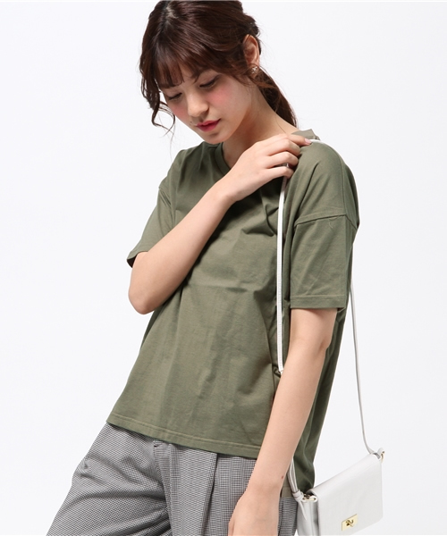 NATURAL BEAUTY BASIC（ナチュラルビューティーベーシック）の「オーガニックコットンＶネックＴシャツ（Tシャツ/カットソー・レディース・ホワイト/グレー/カーキ/ネイビー・MEDIUM）」の3枚目の写真