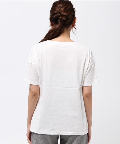 NATURAL BEAUTY BASIC（ナチュラルビューティーベーシック）の「オーガニックコットンＶネックＴシャツ（Tシャツ/カットソー・レディース・ホワイト/グレー/カーキ/ネイビー・MEDIUM）」の7枚目の写真