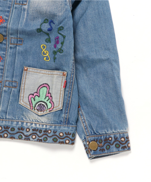 BOOFOOWOO(ブーフーウー)の「刺繍入Gジャン(デニムジャケット・キッズ・インディゴブルー・150/140)」の4枚目の写真