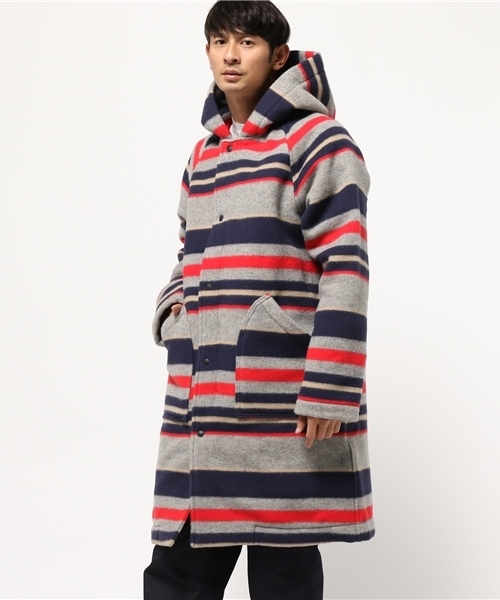 HYSTERIC GLAMOUR(ヒステリックグラマー)の「ジャカードボーダー フーデッドCO(ステンカラーコート・メンズ・グレー系その他/チャコールグレー・SMALL/MEDIUM/LARGE)」の6枚目の写真