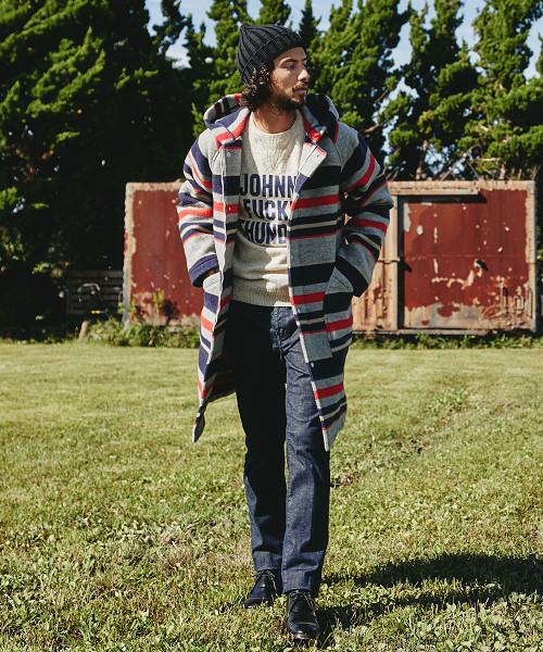HYSTERIC GLAMOUR(ヒステリックグラマー)の「ジャカードボーダー フーデッドCO(ステンカラーコート・メンズ・グレー系その他/チャコールグレー・SMALL/MEDIUM/LARGE)」の5枚目の写真