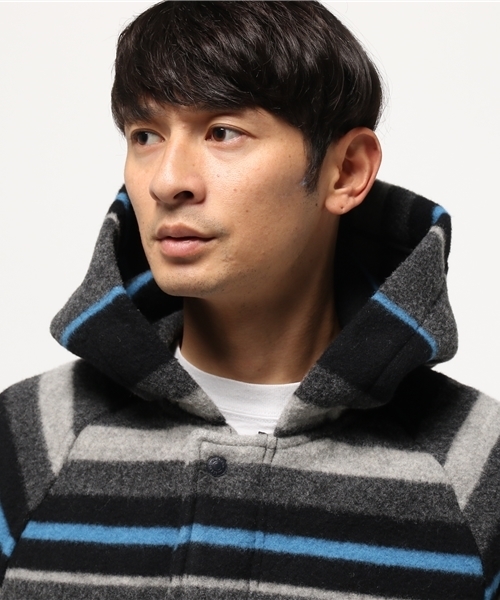 HYSTERIC GLAMOUR(ヒステリックグラマー)の「ジャカードボーダー フーデッドCO(ステンカラーコート・メンズ・グレー系その他/チャコールグレー・SMALL/MEDIUM/LARGE)」の11枚目の写真