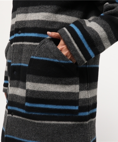 HYSTERIC GLAMOUR(ヒステリックグラマー)の「ジャカードボーダー フーデッドCO(ステンカラーコート・メンズ・グレー系その他/チャコールグレー・SMALL/MEDIUM/LARGE)」の10枚目の写真