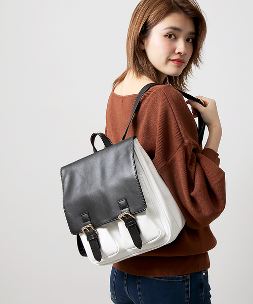 WEGO(ウィゴー)の「WEGO/ダブルポケットスクエアリュック(バックパック/リュック・レディース・その他1/インディゴブルー/ライトパープル/レッド/ブラウン/ホワイト/ブラック/マルチ/イエロー/ライトピンク/その他4/その他2/その他3/その他5・FREE)」の10枚目の写真