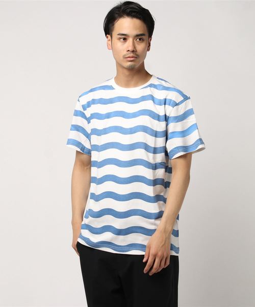 go slow caravan(ゴースローキャラバン)の「PALDIES/パルディーズ 変温WAVEボーダーTEE(Tシャツ/カットソー・メンズ・オレンジ/ブルー/グリーン・MEDIUM/LARGE/X-LARGE)」の1枚目の写真