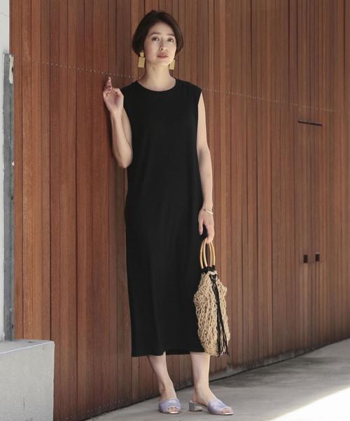 BEAUTY&YOUTH UNITED ARROWS（ビューティーアンドユースユナイテッドアローズ）の「BY∴ トタンテレコノースリーブワンピース -手洗い可能-（ワンピース・レディース・モカ/ワインレッド/ブラック・FREE）」の4枚目の写真