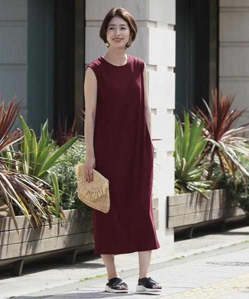 BEAUTY&YOUTH UNITED ARROWS（ビューティーアンドユースユナイテッドアローズ）の「BY∴ トタンテレコノースリーブワンピース -手洗い可能-（ワンピース・レディース・モカ/ワインレッド/ブラック・FREE）」の5枚目の写真