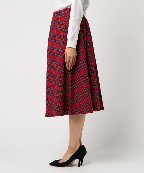 PUNYUS(プニュズ)の「タータンチェックミモレスカート(スカート・レディース・ベージュ/ネイビー/レッド・1/2/4/3)」の5枚目の写真