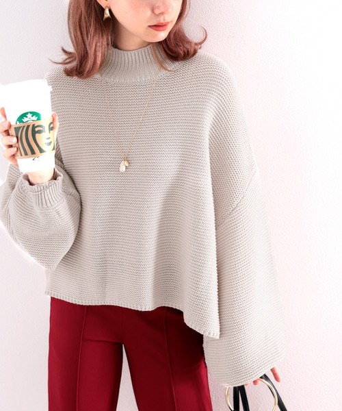 classicalelf(クラシカルエルフ)の「ぽわん袖がガーリーさを+。パフスリーブニット(長袖)(ニット/セーター・レディース・ブラック/グレー/アイボリー/パープル/レンガ/オフホワイト/モカ/アッシュグレー・MEDIUM/X-LARGE)」の11枚目の写真