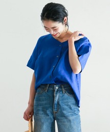 NOMBRE IMPAIR | リネンキャンバス Vネックブラウス(シャツ/ブラウス)