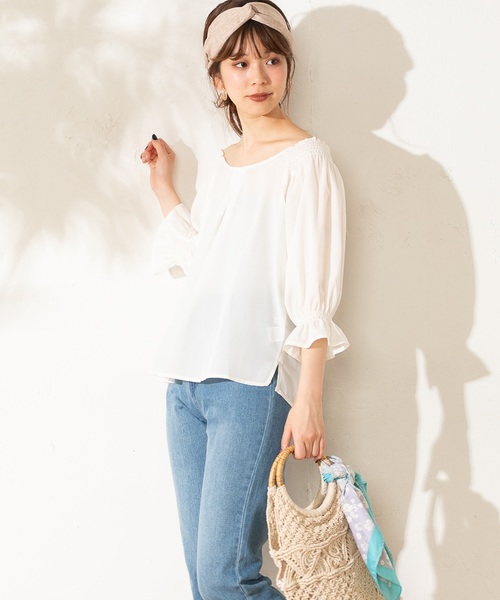 natural couture（ナチュラルクチュール）の「プチプラキャンディスリーブブラウス（シャツ/ブラウス・レディース・オフホワイト/ブラック/ベージュ/ベージュ系その他/ブルー系その他・FREE）」の8枚目の写真