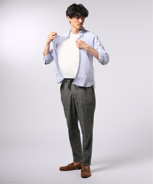 EDIFICE（エディフィス）の「リネン パターン 7分袖 カッタウェイカラー シャツ（シャツ/ブラウス・メンズ・ネイビー/ブラック/ホワイト・LARGE/X-LARGE/SMALL/MEDIUM）」の8枚目の写真