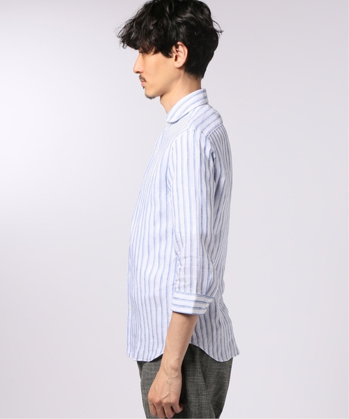 EDIFICE（エディフィス）の「リネン パターン 7分袖 カッタウェイカラー シャツ（シャツ/ブラウス・メンズ・ネイビー/ブラック/ホワイト・LARGE/X-LARGE/SMALL/MEDIUM）」の12枚目の写真