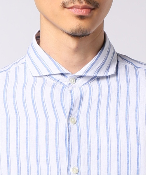 EDIFICE（エディフィス）の「リネン パターン 7分袖 カッタウェイカラー シャツ（シャツ/ブラウス・メンズ・ネイビー/ブラック/ホワイト・LARGE/X-LARGE/SMALL/MEDIUM）」の14枚目の写真