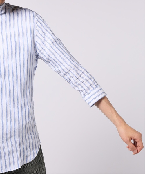 EDIFICE（エディフィス）の「リネン パターン 7分袖 カッタウェイカラー シャツ（シャツ/ブラウス・メンズ・ネイビー/ブラック/ホワイト・LARGE/X-LARGE/SMALL/MEDIUM）」の7枚目の写真