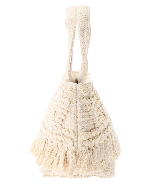 ALEXIA STAM(アリシアスタン)の「Fringe Tassel Woven Tote Bag/フリンジタッセルトートバッグ(ハンドバッグ・レディース・アイボリー/ピンク・FREE)」の6枚目の写真