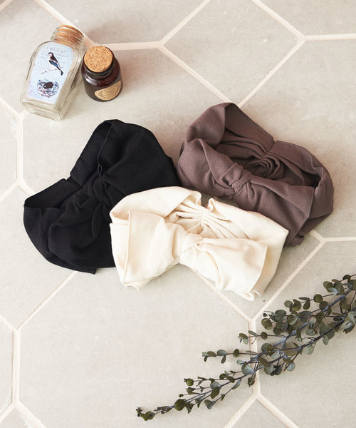 classicalelf（クラシカルエルフ）の「BIGリボンリブヘアターバン（ヘアバンド・レディース・チャコールグレー/ブラック/アイボリー・ONE SIZE）」の8枚目の写真