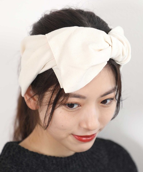 classicalelf（クラシカルエルフ）の「BIGリボンリブヘアターバン（ヘアバンド・レディース・チャコールグレー/ブラック/アイボリー・ONE SIZE）」の18枚目の写真