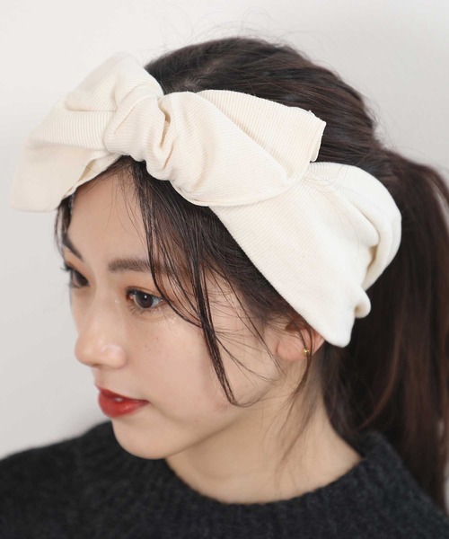 classicalelf（クラシカルエルフ）の「BIGリボンリブヘアターバン（ヘアバンド・レディース・チャコールグレー/ブラック/アイボリー・ONE SIZE）」の17枚目の写真