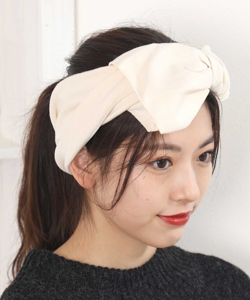 classicalelf（クラシカルエルフ）の「BIGリボンリブヘアターバン（ヘアバンド・レディース・チャコールグレー/ブラック/アイボリー・ONE SIZE）」の16枚目の写真