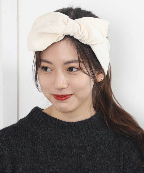 classicalelf（クラシカルエルフ）の「BIGリボンリブヘアターバン（ヘアバンド・レディース・チャコールグレー/ブラック/アイボリー・ONE SIZE）」の19枚目の写真