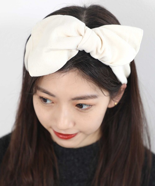 classicalelf（クラシカルエルフ）の「BIGリボンリブヘアターバン（ヘアバンド・レディース・チャコールグレー/ブラック/アイボリー・ONE SIZE）」の15枚目の写真