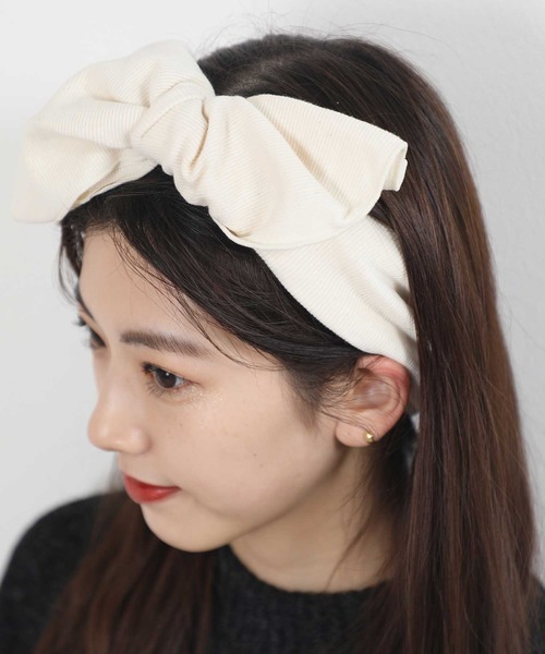 classicalelf（クラシカルエルフ）の「BIGリボンリブヘアターバン（ヘアバンド・レディース・チャコールグレー/ブラック/アイボリー・ONE SIZE）」の14枚目の写真