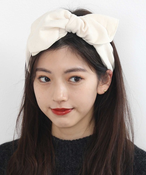 classicalelf（クラシカルエルフ）の「BIGリボンリブヘアターバン（ヘアバンド・レディース・チャコールグレー/ブラック/アイボリー・ONE SIZE）」の13枚目の写真
