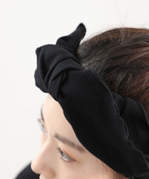 classicalelf（クラシカルエルフ）の「BIGリボンリブヘアターバン（ヘアバンド・レディース・チャコールグレー/ブラック/アイボリー・ONE SIZE）」の5枚目の写真