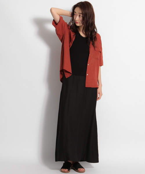 niko and...（ニコアンド）の「リネンレーヨンツイルフレアロングスカート（スカート・レディース・ブラック/ベージュ/ピンク/アイボリー・MEDIUM/LARGE）」の5枚目の写真