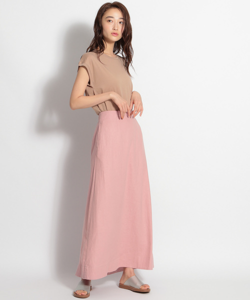 niko and...（ニコアンド）の「リネンレーヨンツイルフレアロングスカート（スカート・レディース・ブラック/ベージュ/ピンク/アイボリー・MEDIUM/LARGE）」の8枚目の写真