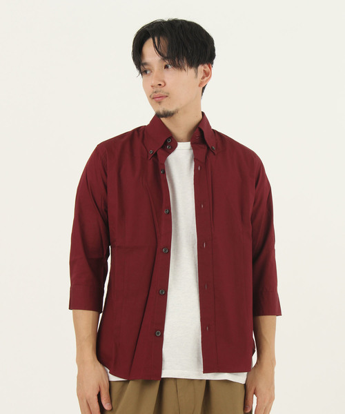 Burner(バーナー)の「【garsonwave】日本製ブロードデュエボタンダウン7分袖シャツ(シャツ/ブラウス・メンズ・ブラック/ネイビー/レッド/シルバー/ラベンダー/ブルー系その他/ピンク系その他/ロイヤルブルー/ワイン/ホワイト・LL/L/M)」の2枚目の写真