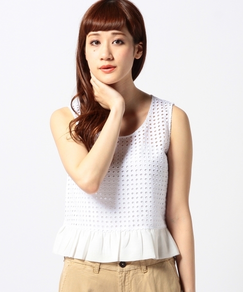 Another Edition（アナザーエディション）の「AE アイレットLACE PPLM NSL（シャツ/ブラウス・レディース・オフホワイト/レッド/ネイビー・フリー）」の12枚目の写真