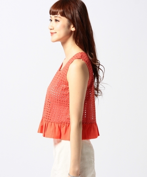 Another Edition（アナザーエディション）の「AE アイレットLACE PPLM NSL（シャツ/ブラウス・レディース・オフホワイト/レッド/ネイビー・フリー）」の5枚目の写真